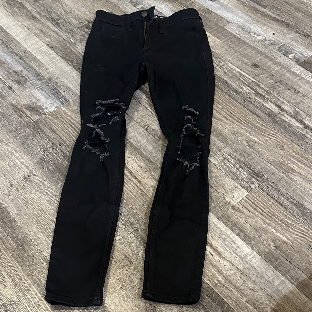Distressed Black Women Jeans